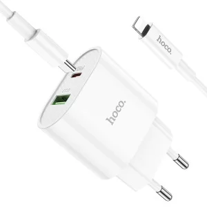 Зарядное устройство Hoco C95A Lineal (PD20W+QC3.0) + Кабель Type-C to Lightning  [White]